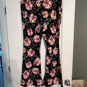 Comfy Floral Flare Pants